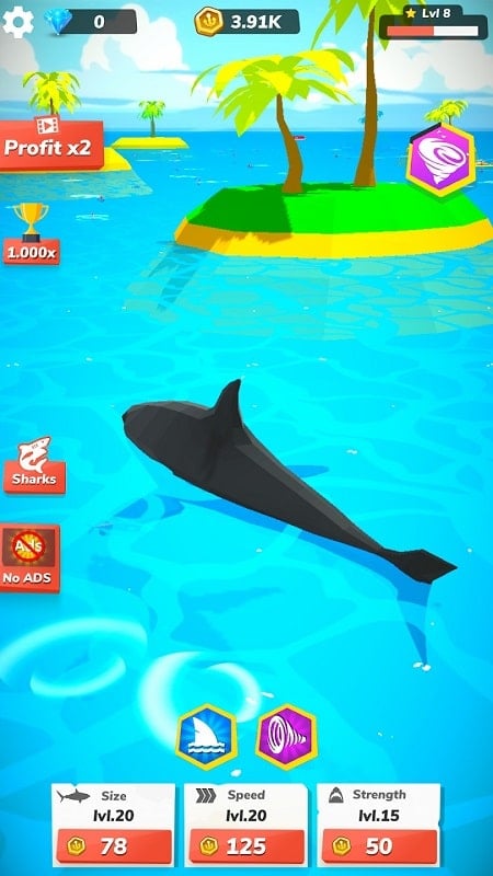 Idle Shark World 8.8 (Menu/Unlimited Money)