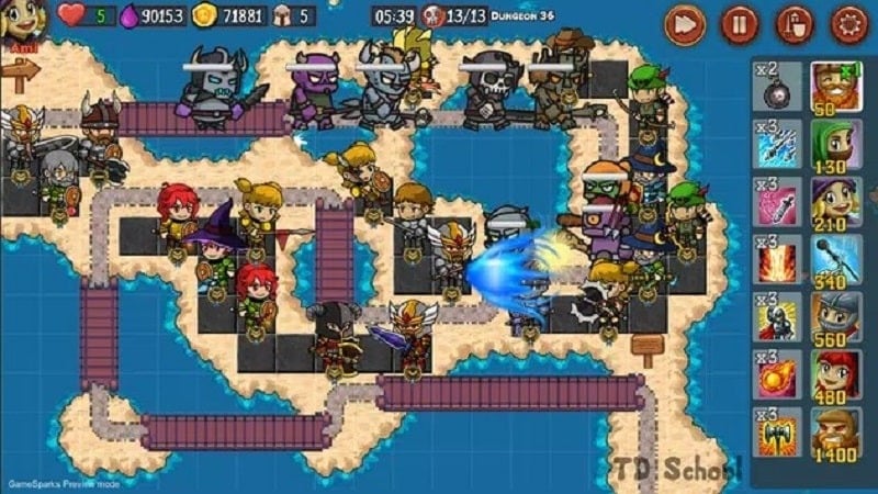 Tower Defense School 2 2.048 (Menu, High damage/Max range)