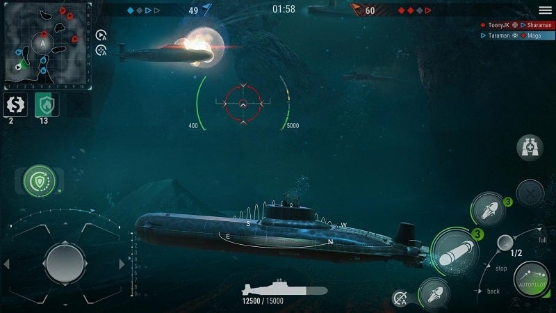 WORLD of SUBMARINES: Navy PvP 2.1 (Menu, Dumb enemy/No reload)