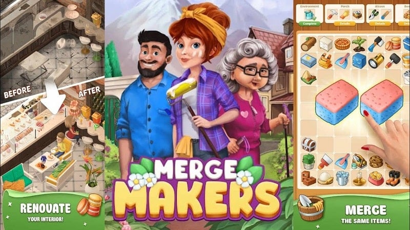 Merge Makers: Renovation 1.4.0 (Unlimited money, unlocked)